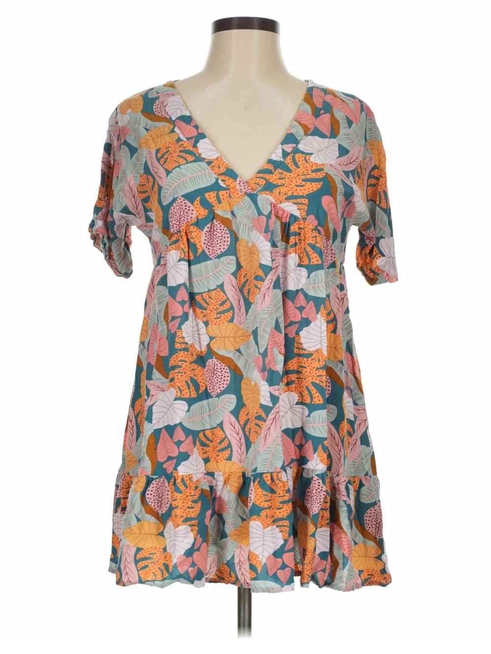 Cupshe high gathered waist v-neck colorful floral flaired tiered blouse. - Picture 11 of 11